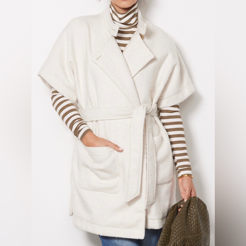 NEW with tags Sanctuary Cocoon Wrap Coat from Evereve XS Small White Ivory Knit
